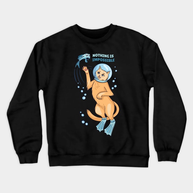 Diving cat for divers, cat owners and optimists Crewneck Sweatshirt by The Hammer